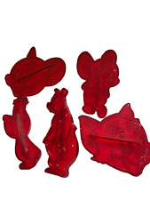 SET OF 5 1956 LOEW'S RED PLASTIC COOKIE CUTTERS picture