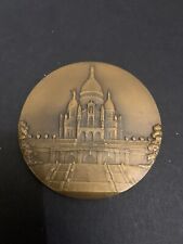 Vintage Basilique Du Sacre Coeur De Montmartre France Souvenir Bronze Medallion picture