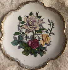 Vintage porcelain plate handpainted floral gold edges 8” Hanging Granny Core picture