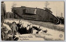 WW1 WWI American Mark V Heavy Tank Near Trenches US Chicago Daily News Postcard picture