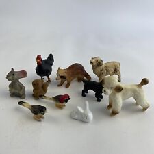VINTAGE Lot of 10 Miniature Animal Figurines Mouse Poodle Raccoon Birds Chicken picture