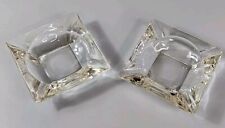 Pair Matching Vintage Clear Glass Ashtray MCM 1960's 5.75