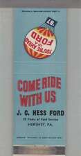 Matchbook Cover - 1967 Ford Dealer - J.C. Hess Ford Hershey, PA picture