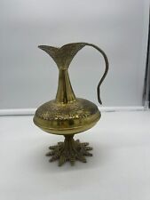 Vintage Jerusalem Solid Brass Ornate Pitcher Ewer picture