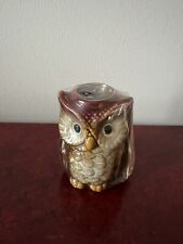 Vintage Owl Toothpick Holder Brown and Green Ceramic 3
