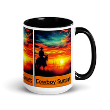 New Coffee Mug 15oz Cowboy Sunset 