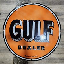 GULF DEALER PORCELAIN ENAMEL SIGN 30 INCHES ROUND picture