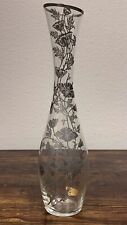 VTG Estate Sterling Silver on Crystal 13” Vase Nice 23  picture
