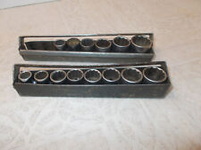 VTG. Craftsman  8Pc Metric & 6Pc SAE Socket Sets W/ Metal Trays  3/8 dr V Series picture