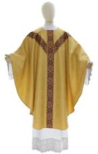Gold/red Semi Gothic Chasuble with stole Vestment Casulla Dorada GY202GC25 picture