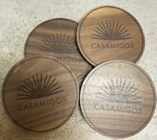 Set Of 4 New Casamigos Tequila George Clooney Brown Wood Bar Drink Coasters picture