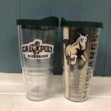 Lot Of 2 Tervis Tumbler CAL POLY MUSTANGS Green Lid Large 24oz picture