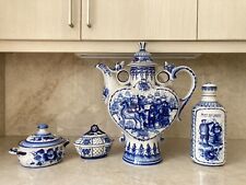 Russian Imperial GZHEL Large Cobalt Blue Tea Set, signed by the Artists picture