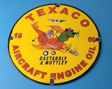 Vintage Texaco Gasoline Sign - Gas Pump Plate Porcelain Muttley Cartoon Sign picture