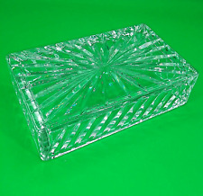 Vintage Waterford Lead clear Crystal Etched Jewelry Box & Lid No Chips no Cracks picture