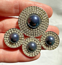 Atelier Swarovski by Karl Lagerfield Pearl Cluster Crystals Round Brooch 11h 4.9 picture