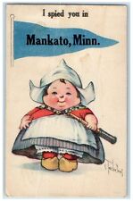 1919 Fat Dutch Kid I Spied You In Mankato MN Pennant Twelvetrees Posted Postcard picture
