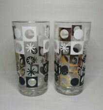 Black Gold 1960s Mid Century Modern Bar Cocktail Glasses Circles Squares- 2 picture