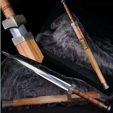 Handmade Rosewood Chinese Sword Han Jian Damascus Folded Steel Blade Sharp picture