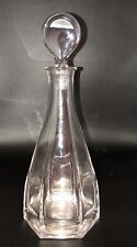 Nice 13 Inch Tall Vintage Clear Glass Decanter Unusual Stopper picture