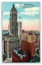 Singer Building & Financial District 1923 New York City Antique Postcard Vintage picture