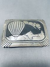 BALLOON FIESTA SPECIAL VINTAGE NAVAJO STERLING SILVER HOT AIR BALLOON BUCKLE picture