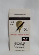 Vintage S & N TRW Reda Pumps Co Matchbook Cover Houston Texas Advertising picture