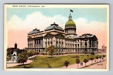 Indianapolis IN-Indiana, State Capitol Building, Statue, Vintage Postcard picture