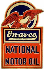 ENARCO NATIONAL MOTOR OIL EAGLE LOGO HEAVY DUTY USA MADE METAL ADVERTISING SIGN picture