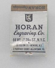 Vintage Horan Engraving Co. NYC Matchbook Cover 44 West 28th Struck picture