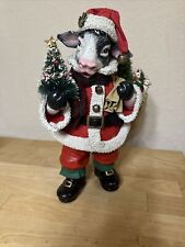 Vintage Santa Figurine Bull Statue Anthropomorphic Christmas Claus Toy Bag Tree picture