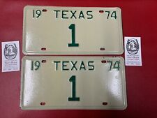 Rare Pair 1974 Texas Governor's  Dolph Briscoe License Plate Low #1 Year Of Make picture