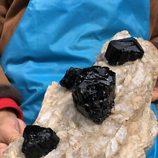 12.76LB Natural black tourmaline quartz crystal rough mineral specimens healing picture