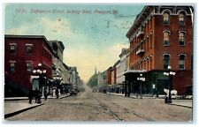 1912 Stephenson Street Looking West Shops Freeport Illinois IL Posted Postcard picture