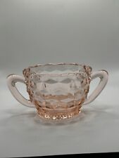 Vintage Jeanette ~ Pink Depression Glass ~ Sugar Bowl ~ Cubist/Block Pattern picture