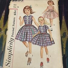 Vintage 1950s 60s Simplicity 3895 Girls Full Skirt Dress Sewing Pattern 10 UNCUT picture