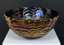 Vintage  Imperial Carnival Glass Small Bowl Dish Grape Vine Pattern Scallop Edge picture