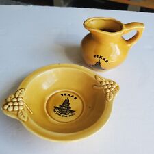 Texas Lone Star State Miniature Pitcher & Saucer Ceramic Souvenir Made In Japan picture
