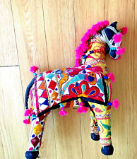 TRUE 1950’S VINTAGE RAJASTHANI, INDIA FOLK ART LARGE EMBROIDERED HORSE picture