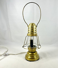 Skaters Oil Lantern Converted To Electric Table Lamp Antique Brass Pat'd 1837 picture