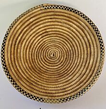 Southwestern Native Tightly Woven Bowl Natural  With Colored Rim Accent 8 In picture