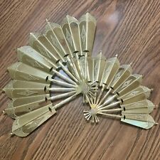 Vintage Home Interiors Metal Decorative Gold Tone Wall Fans Set of 2 picture