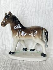 Vintage Horse Figurine Brown And White Ceramic Unmarked picture