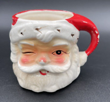 Vintage Inarco Ceramic Santa Claus Head Mug Japan MCM Christmas Winking AS IS picture