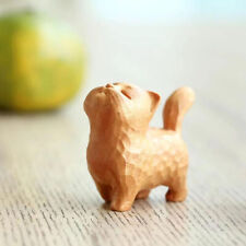 A Tsundere Cat -- Wooden Statue Animal Carving Wood Figure Decor Children Gift picture