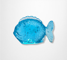 Blue Vaseline Style Uranium Glass Glow Koi Fish Figurine, Depression Style Glass picture