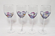 Milano Romanian Mosaic Stained Glass Long Stem Wine Glasses 8.5 in Set of 4 picture