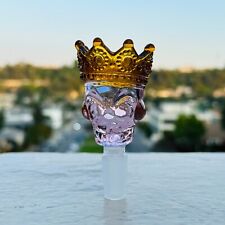 Premium 14mm Thick Glass Pink King Skull  in Crown Bowl Head for Bong Repalcment picture