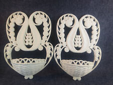 Vintage Wall Hanging Burwood Wall Pocket 1970s Cream Faux Wicker Home Int Set picture