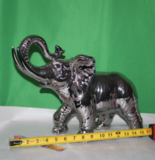 Vintage Silver Mirrored Chrome Metal Large Elephant Animal Centerpiece Figure picture